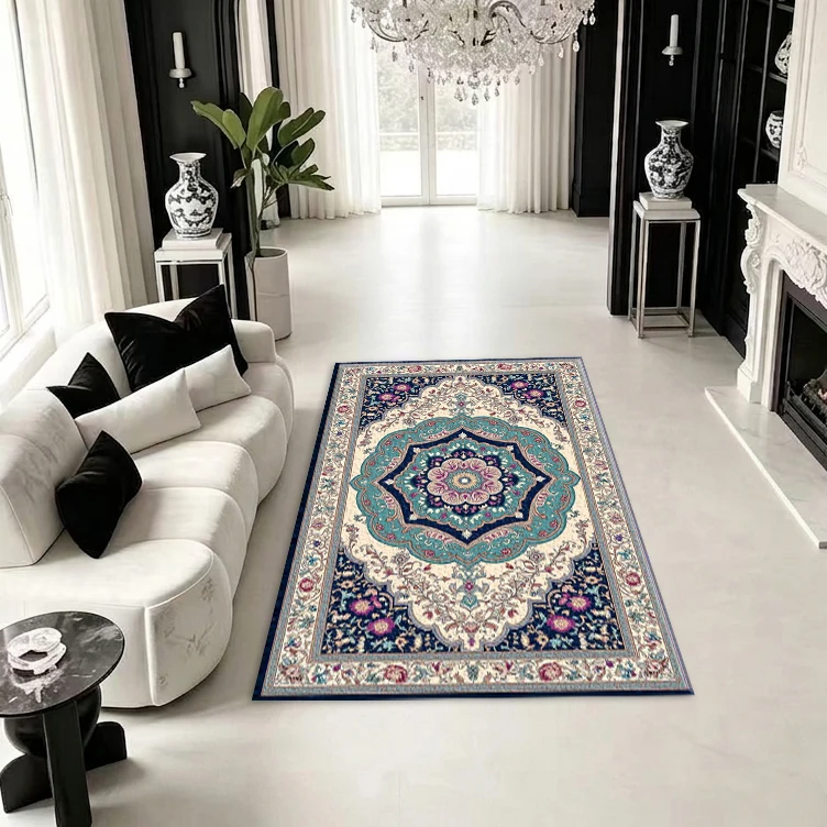 Oriental Medal Art Carpet Floor Covering Classic Vintage Style Carpet, Suitable for Living Room Interior Decoration