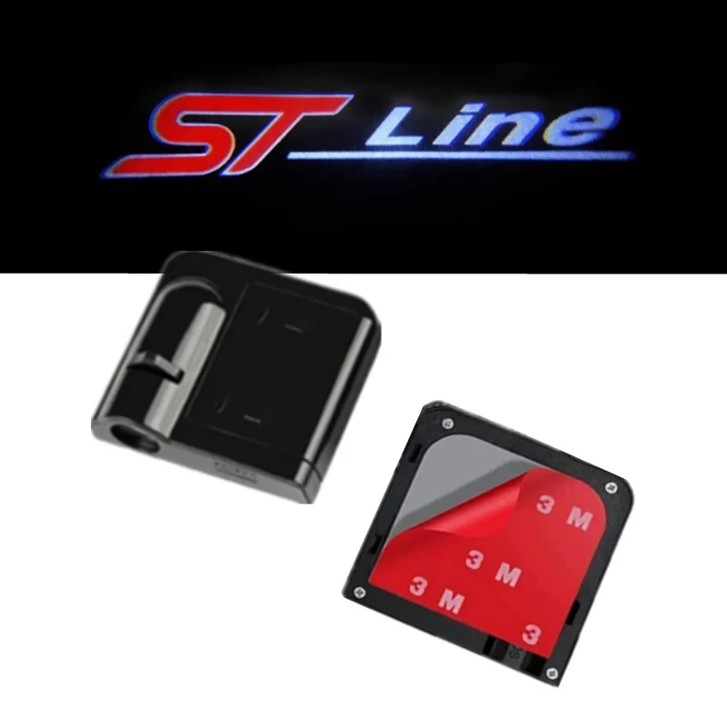 

2Pcs Car Door Welcome Light ST Line Logo For Ford Focus MK2 MK3 Sharp Explorer FIESTA Universal Wireless LED Projector Auto Lamp