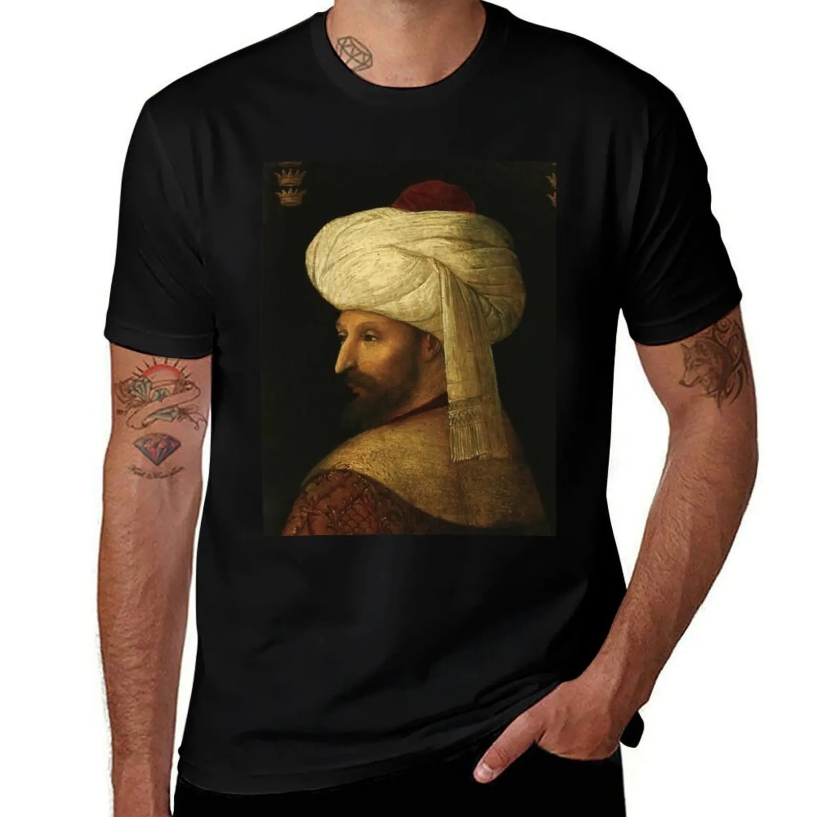Ottoman Painting: Mehmed the Conqueror T-Shirt Big and Tall Crew Neck Tee T-Shirt
