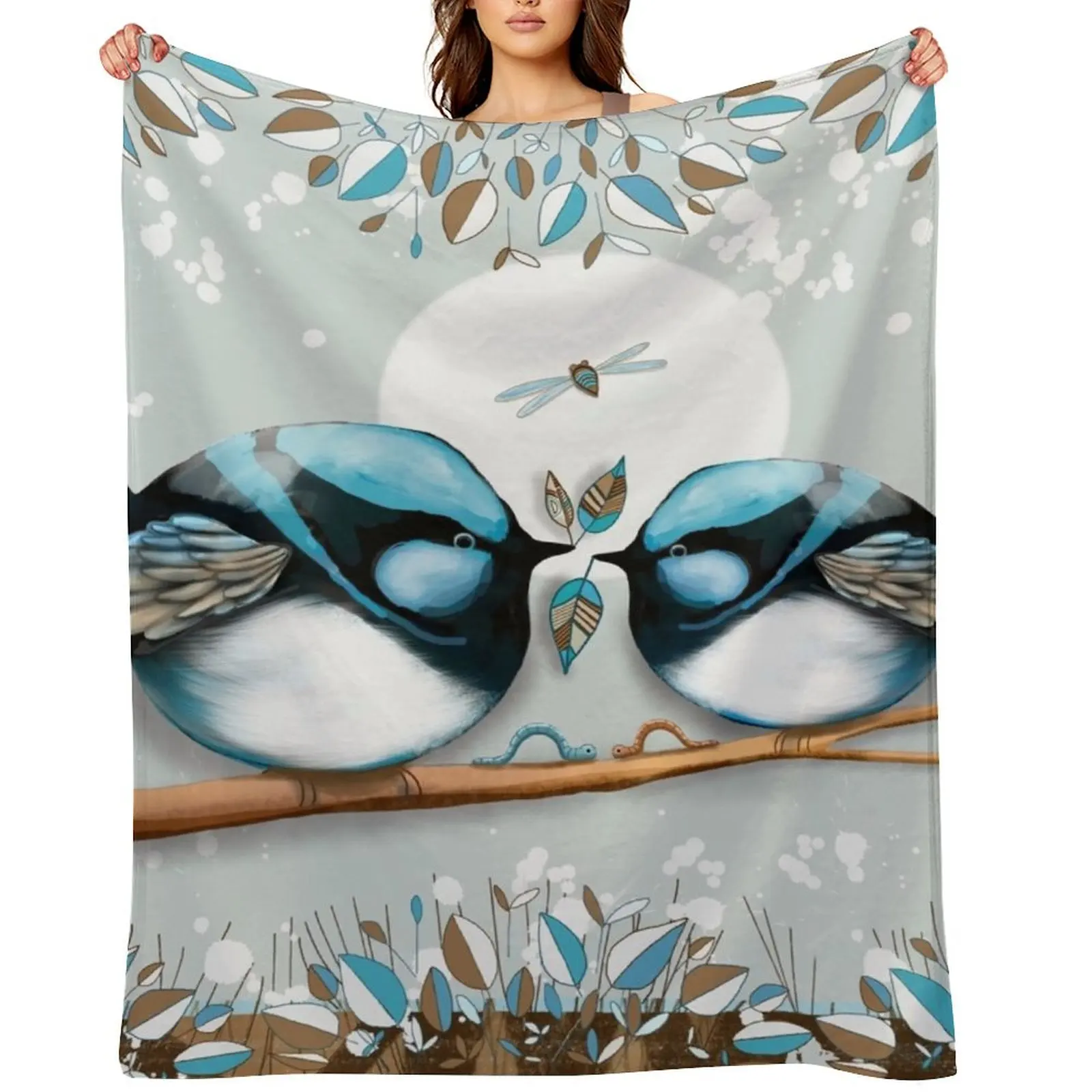Blue Fairywrens Throw Blanket Loose Cute Blankets For Baby Baby Blankets