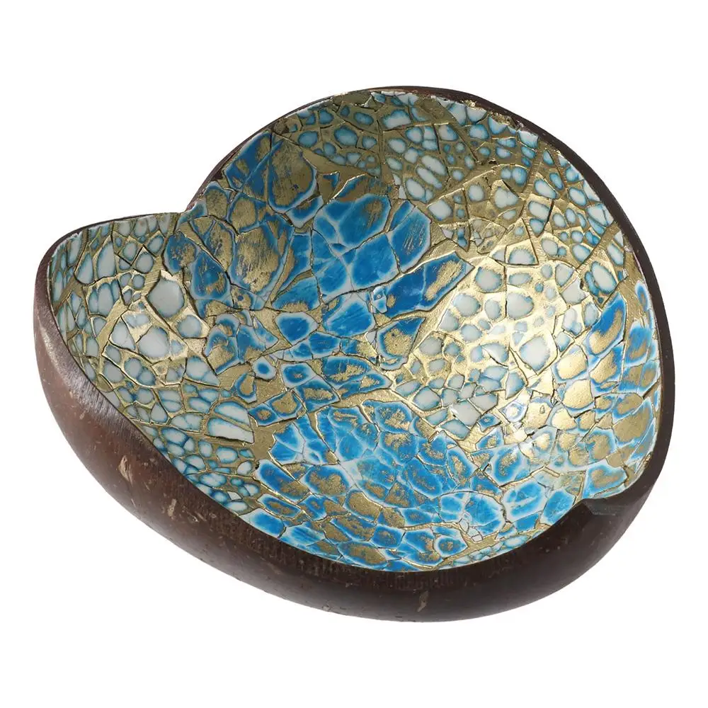 Easy-to-clean Coconut Shell Heart Candy Bowl Blue 14*14*3 CM Key Bowl Coconut Bowl Home