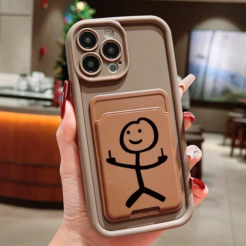 Cartoon Grappige Matchman Visitekaarthouder Universele Mobiele Telefoon Terug Kaart Tas Voor Mannen en Vrouwen Metro Bus Pass Cover Case