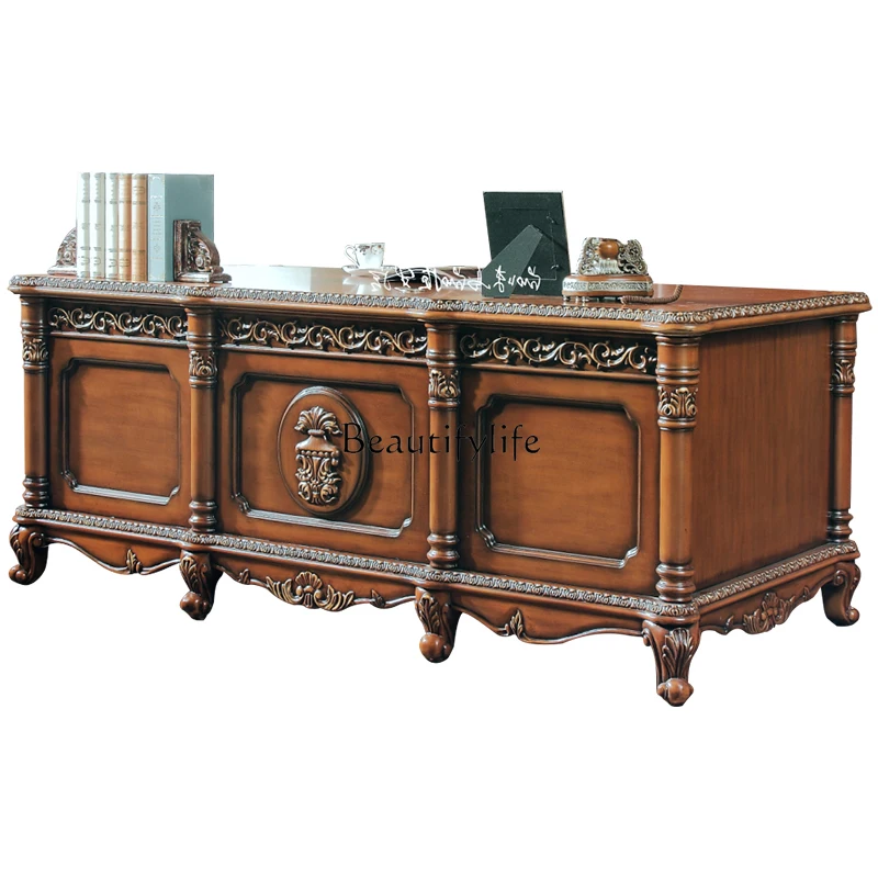 American solid wood boss desk home European luxury desk