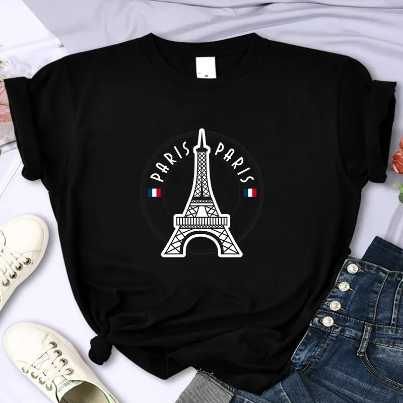 2024 Paris for Women's Luxury Brand Quality Summer Printed T-Shirt Cotton Street Casual Oversized Y2k Personalized Sleeve O Neck