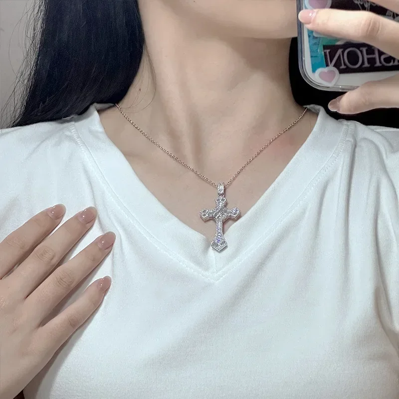 MDL Moissanit1 نمط الصليب قلادة مبالغ فيها الرجال النساء زركونيا قلادة مطلي 18 كيلو الصليب المجوهرات