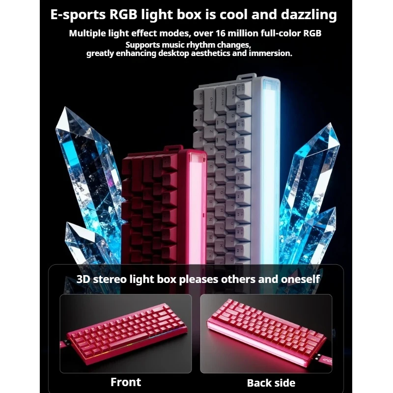 New Eweadn Dk68 Magnetic Axis Mechanical Keyboard Wireless Wired Rgb 3d Light Box High Performance For Fps Gaming Pc Computer