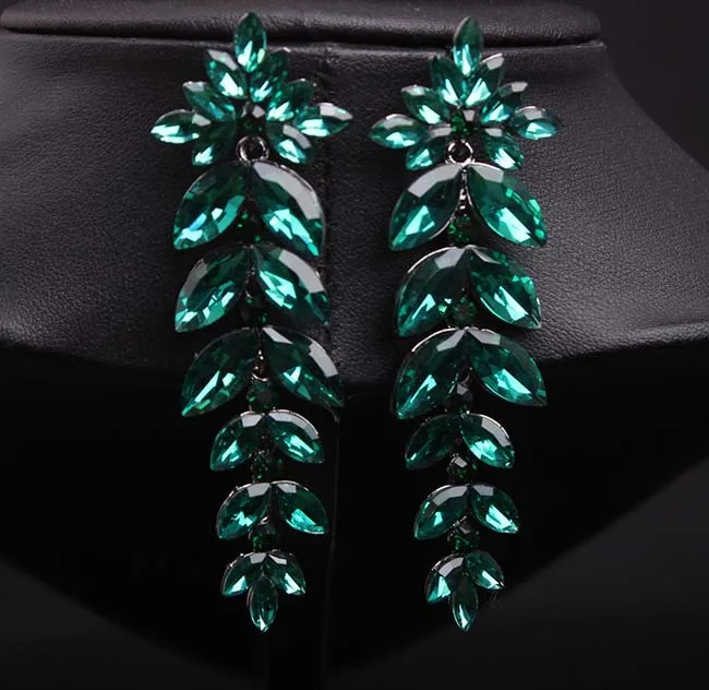 

DIY accessories Cross-border, new European and American exaggerated earrings, emerald long earrings, fashion women's accessories