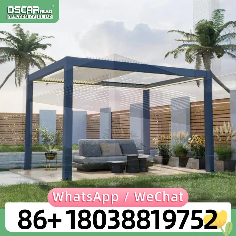 

3x3 3x4 Modern Waterproof Outdoor Aluminium Motorized Adjustable Louvered Roof Bioclimatic Structure for Garden Patio Backyard p