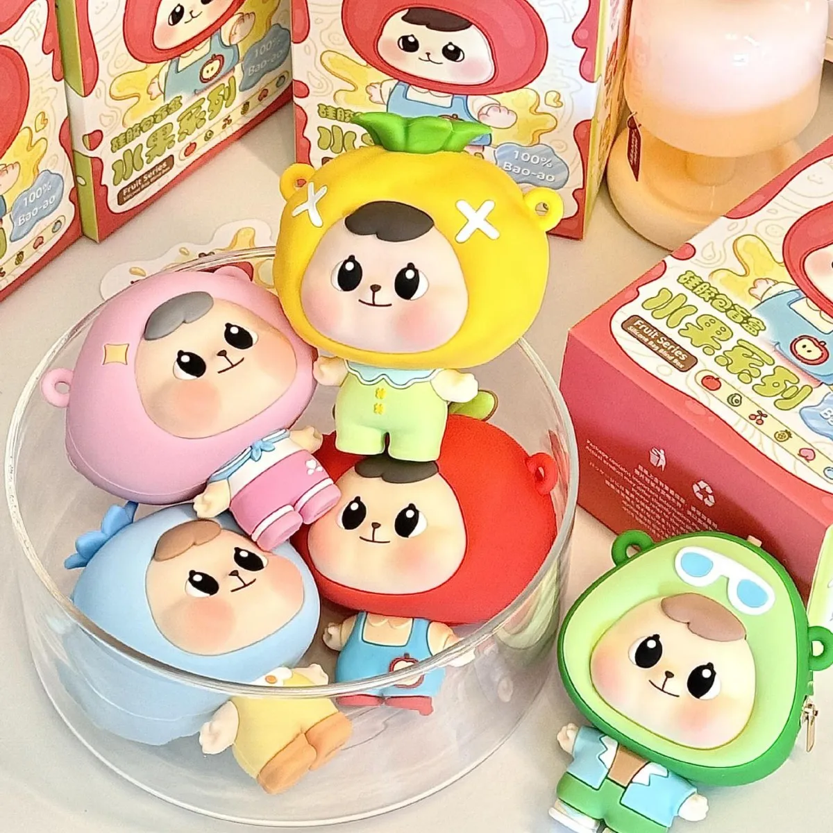 

Silicone Fruit Bag Charm Blind Box Surprise Kawaii Mini Pendant Cute Doll Keychain for Girls Fashion Wholesale