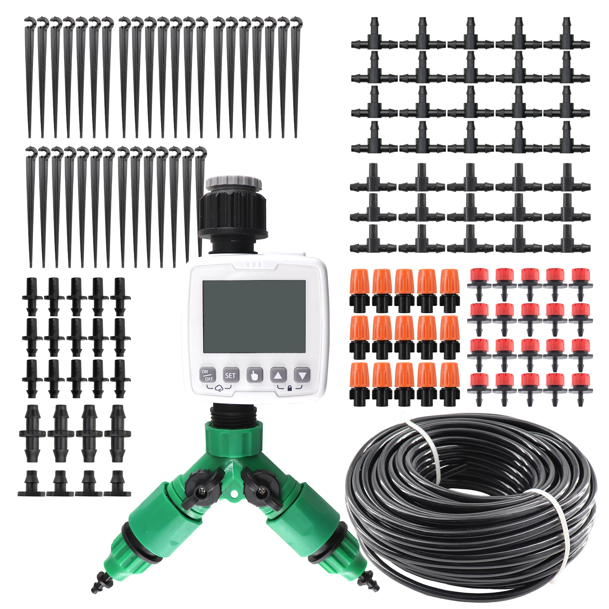 Automatic Garden Watering Irrigation Kits Intelligent Adjustable Drop Irrigation Misting Cooling System 98FT Greenhouse Patio