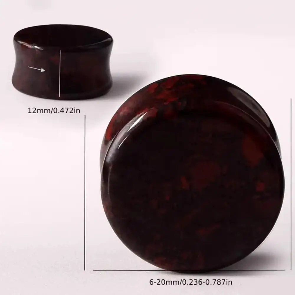 2pcs Vintage Punk Style Natural Red Stone Ear Plugs Solid Unpolished Stone Ear Expanders for Daily Wear Music Festivals Holiday