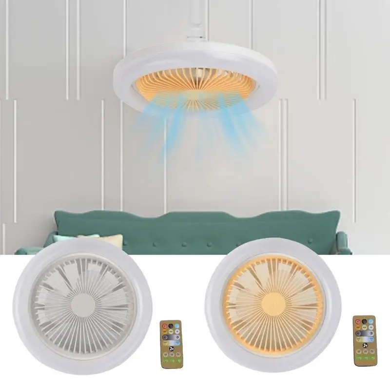 

Smart Ceiling Fan With LED Light Remote Control 3 Gear Wind Speed Fan Multifunctional E27 Head Fan Light For Bedroom Coffee Shop