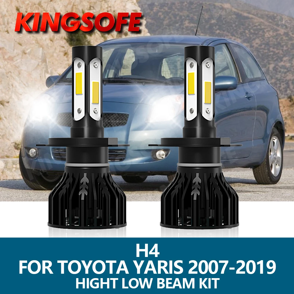 

2Pcs LED Headlight H4 Car Light 6000K White 10000LM 100W 4 Sides COB Chip Hight Low Beam Bulbs Kit For Toyota Yaris 2007-2019