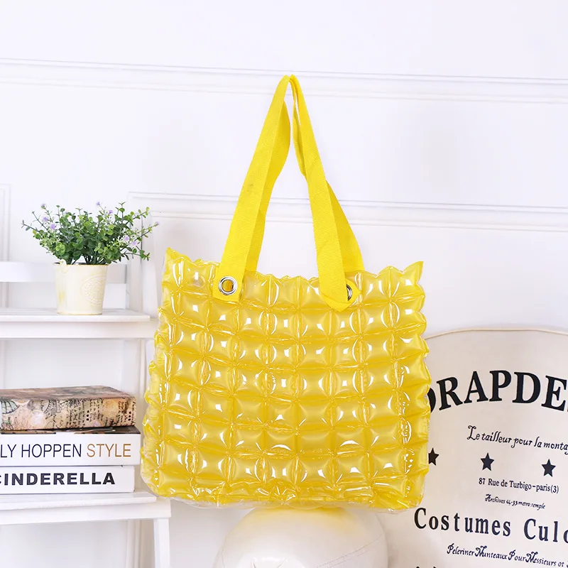 Women's Handbag Personalized Pvc Beach Bag Inflatable Pvc One Shoulder Fashion Leisure Bag Square Lattice Bag Shoulder Bags