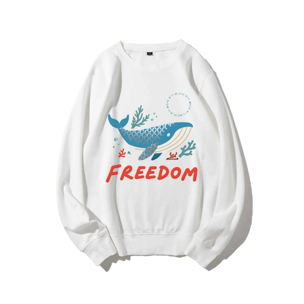 Freedom Blue Whale  Casual Daily Wear Unisex Sweatshirt with Multiple Colors Versatile Stylish Pullover New Arrival Best Seller