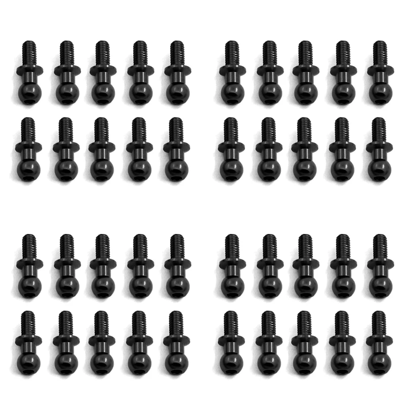 40Pcs M3 Metal Hex Ball Head Screws For Tamiya TT01 TT02 Sakura D5 1/10 RC Drift Car Spare Parts Universal,Black