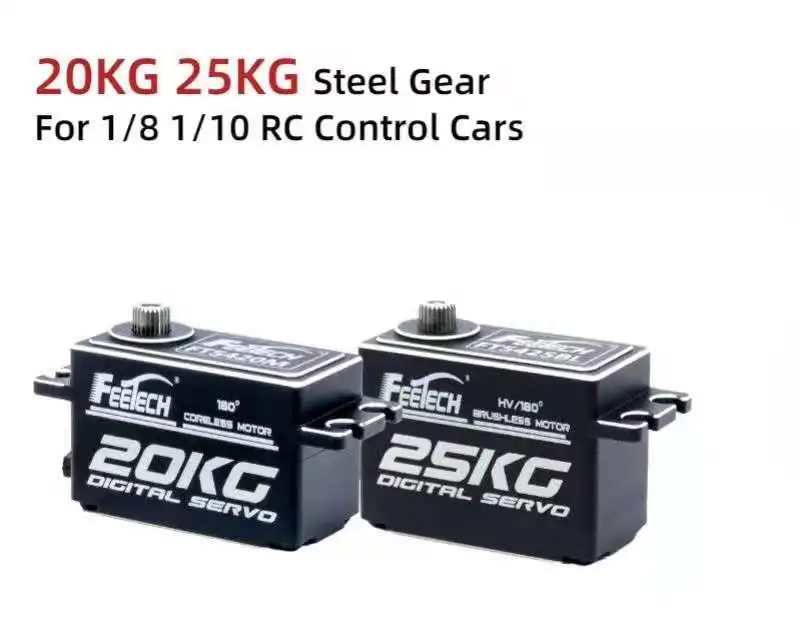Feetech Low-Profile Servo Large Torque  20kg 25Kg 180 Aluminum Case Steel Gear Brushless Servo for 1/8 1/10 Rc Control Cars