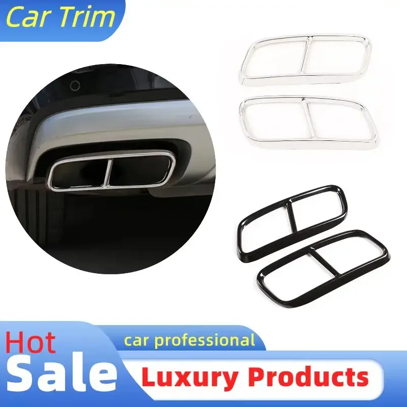 

2PCS Car Rear Bumper Tail Exhaust Muffler Cover Pipe Tail Throat Decorative Trim For Audi Q7 2016 2017 2018 2019 Stainless Steel