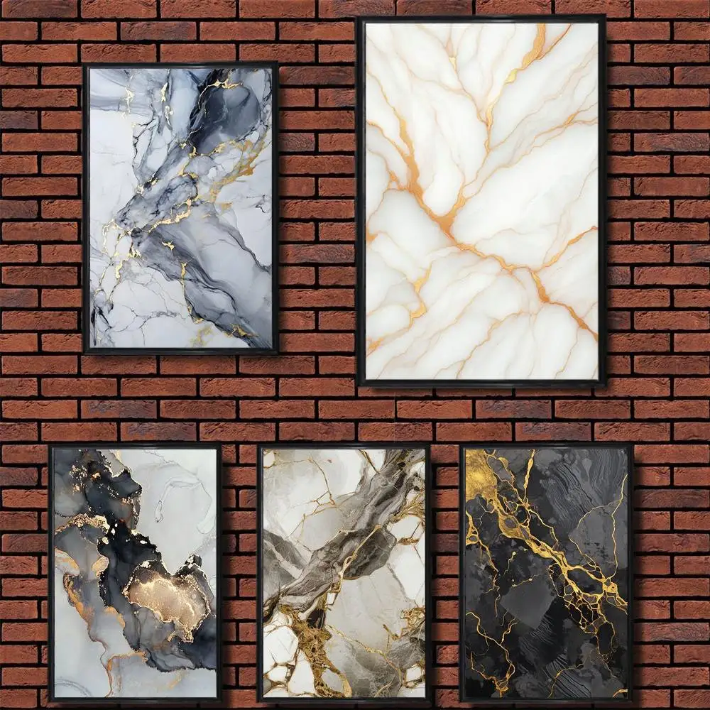 

GoldS E-Exquisite MarbleS Art Poster Prints Wall Art Picture Painting Gift Living Room Restaurant Bar Large Dec Sticker