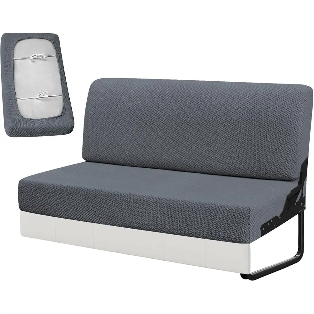 RV Couch Covers for Sofa Bed,2-Piece Backrest and Seat Slip Covers,for Jackknife Sofa,rv Furniture Cover (Gray)