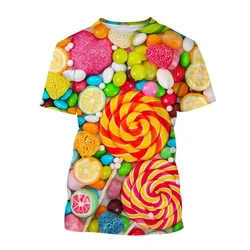 Summer Funny T-Shirts Lollipop Cotton Candy 3D Print Streetwear Men Women Oversized Short Sleeve T Shirt Kids Tees Tops Clothing