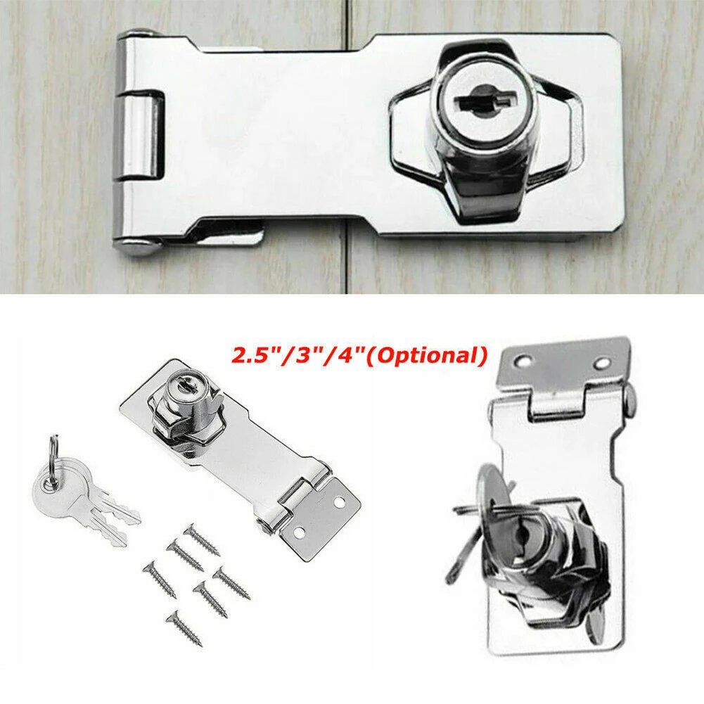 Locking Hasp Padlock Lock Hasp Staple With Keys Padlock Cupboard Shed Garage Lock Drawer Cabinet Security Lock Home Hardware