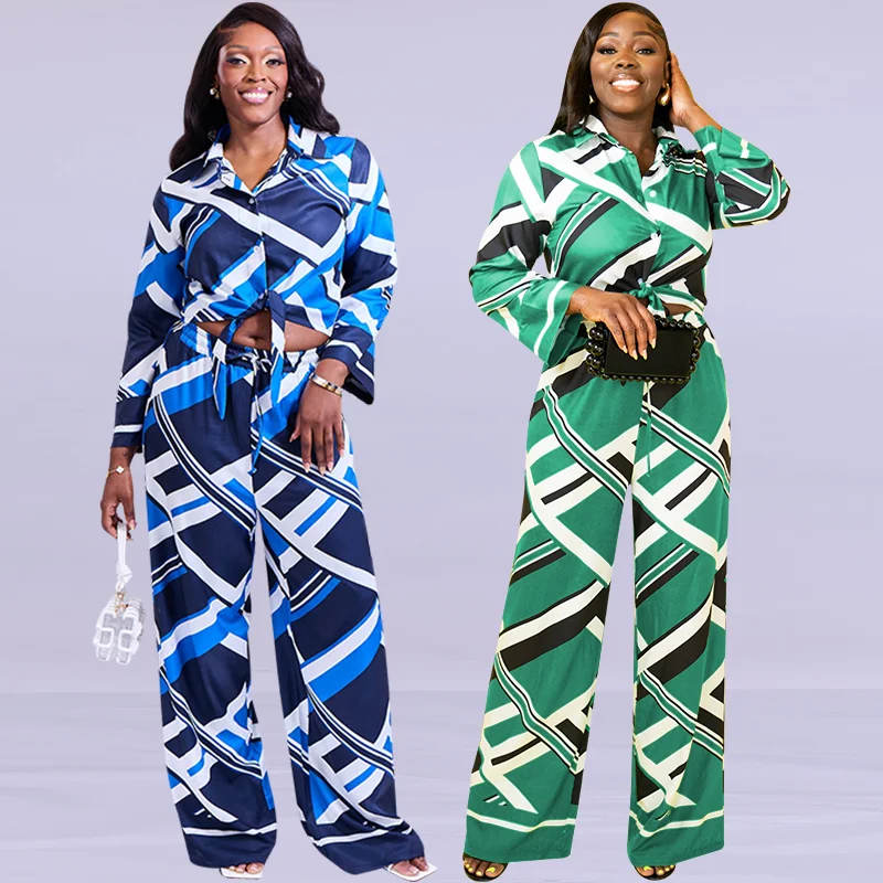 

M3245 is a fashionable, casual and modern spring top set from Fred women's casual wide-leg pants with abstract patterns.