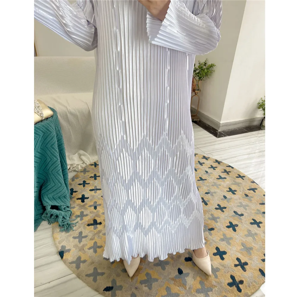 Fashion Muslim Women Abaya Pleated Long Maxi Dress Dubai Islam Turkey Arab Robe Jalabiya Caftan Ramadan Party Clothing Vestidos