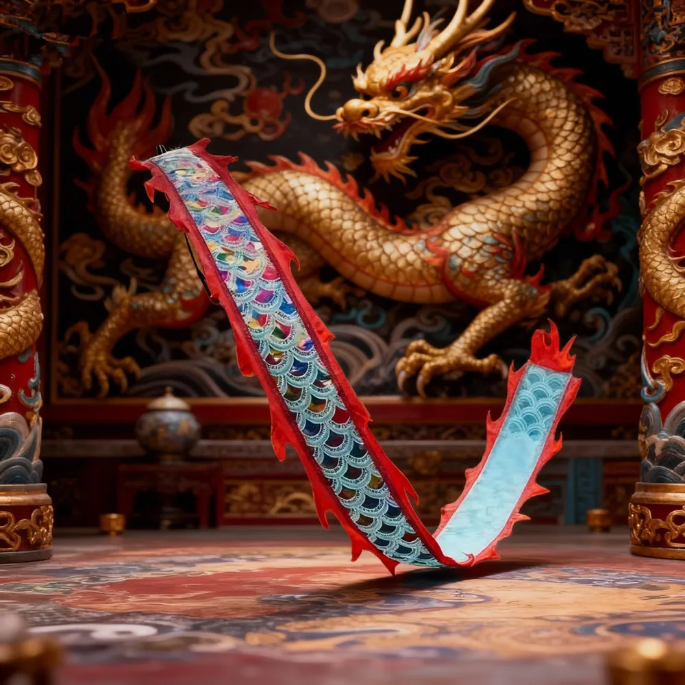 Children's Dragon Dance Prop Kids Outdoor Fitness Dragon Set School Performance Accessories (Head and Tail)