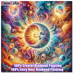 2024 New Fairy Dust Diamond Painting Cross Stitch Kit Moon And Sun DIY 5D Crystal Handmade Gift Home Decor Rhinestones Pictures