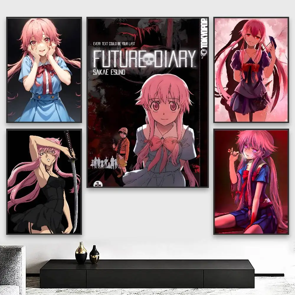 M-Mirai Nikki Diary Anime Poster HD art sticky wall waterproof home living room bedroom bar aesthetic decoration