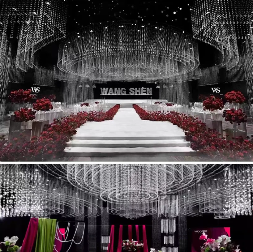 

Wedding Crystal Bead Curtain Flower Pendant Bead String For Arch Ceiling Backdrops Wedding Flower Head Accessory Pineapple Beads