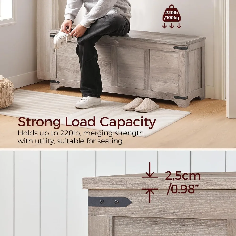 صندوق ألعاب كبير على شكل صندوق تخزين خشبي مع مفصلات أمان، مقعد أحذية للمدخل لغرفة الأطفال وغرفة المعيشة