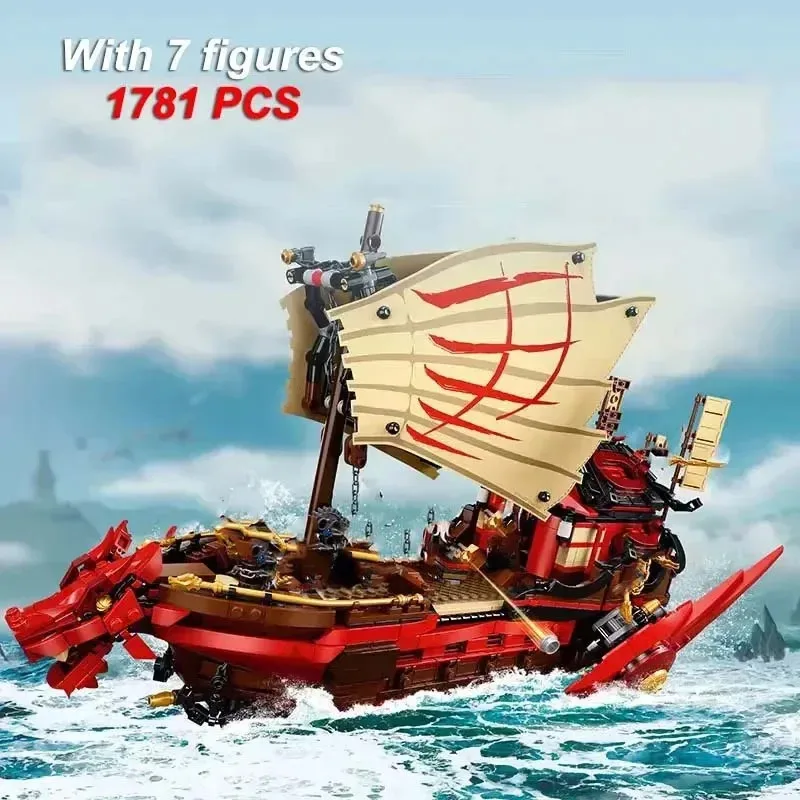 1781 pcs Destiny Bounty Ship Building Blocks 71705 Dragon Boat Monastery Bricks Toys For Boy Children Birthday Gifts Compatible