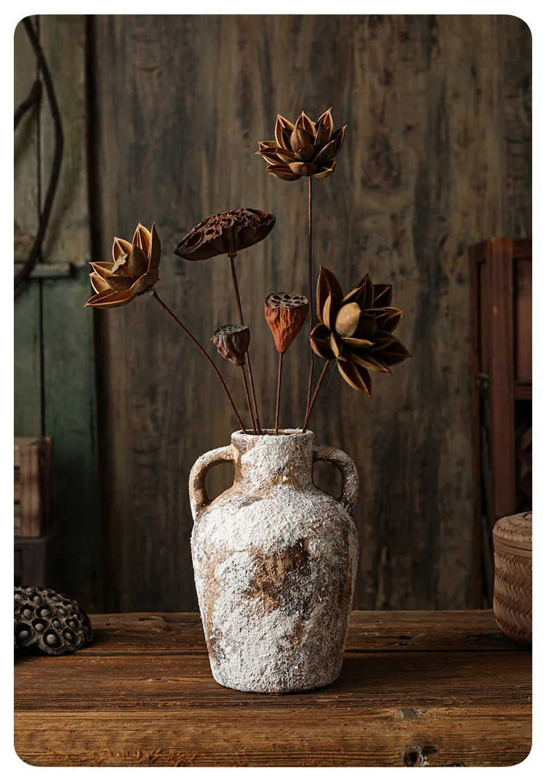 Retro Countryside Ceramic Vase Vintage Style for Home Decor Floral Arrangement - Artistic Pottery Vase