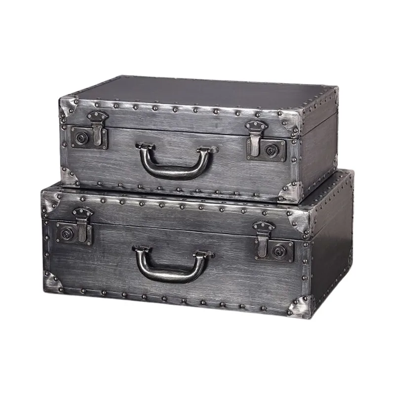 

Vintage Wooden Trunk with Key Lock - Extra Large Antique Storage Chest for Home Organization & Retro Decor