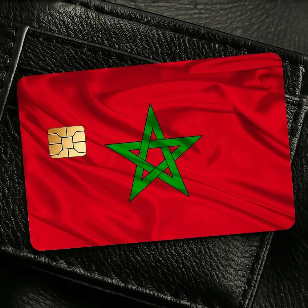 Morocco Flag Credit Skin Cover Card Stickers 4PCS Film Bus Pass Front Decoration Bank Debit Waterproof
