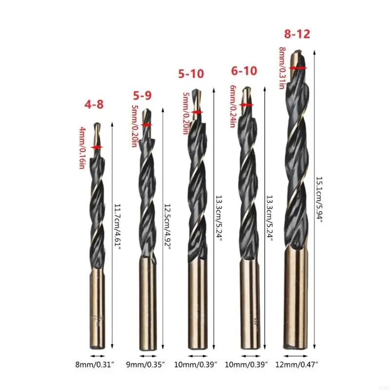 N5KC Step Bit Bit Set High Speed ​​Steel Step Step Bit для металла/дерева/пластика