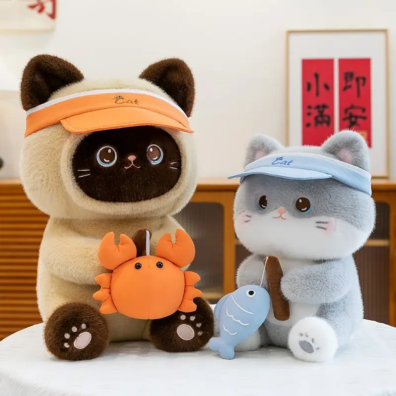 

Fishing Cat Plush Toy Crab Catching Cat Doll Pillow Hat Children's Birthday Gift