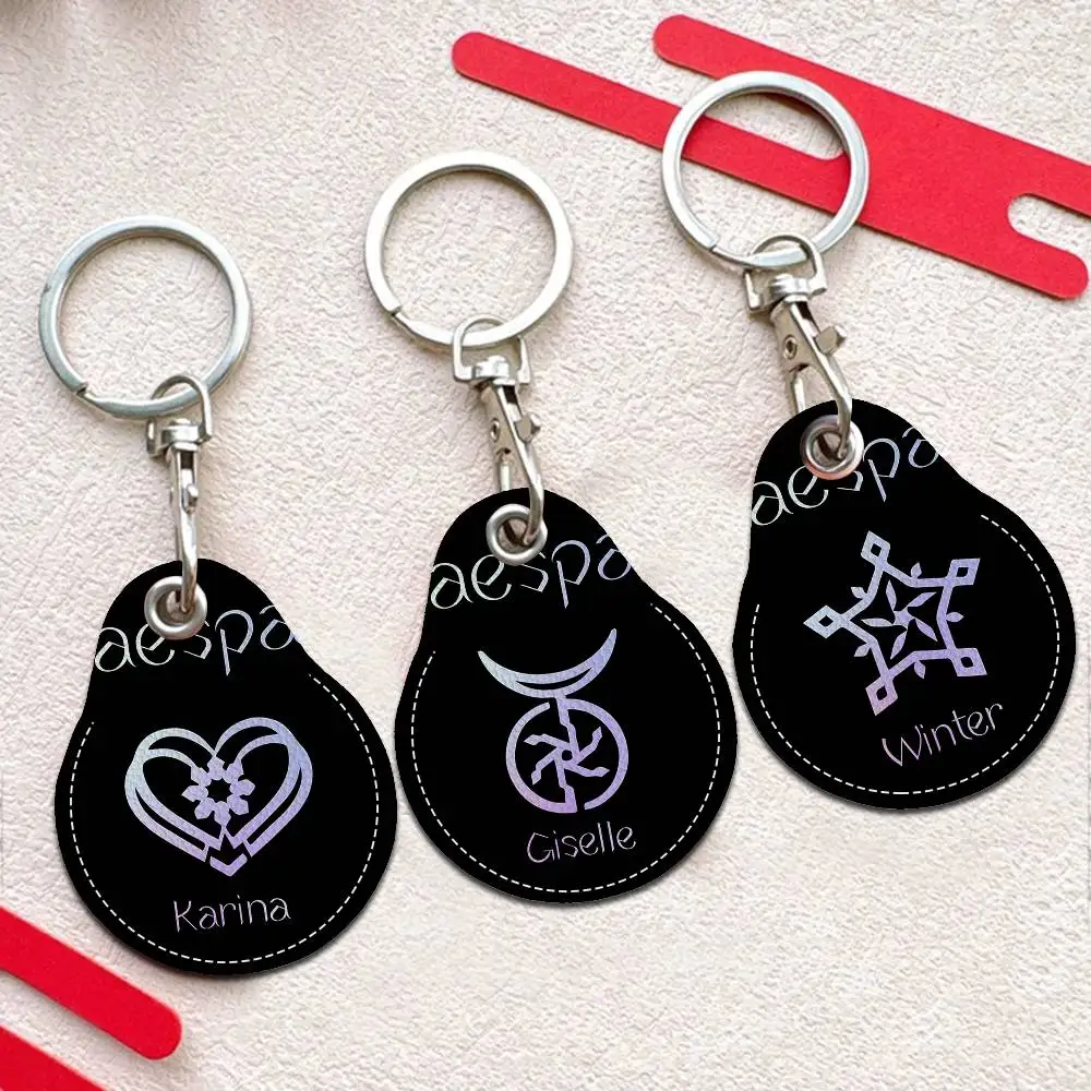 Kpop Group A-Aespas Water Drop Access Card Case Anti-lost Fingerprint-proof Card Holder Keychain Anti-fall Accessories