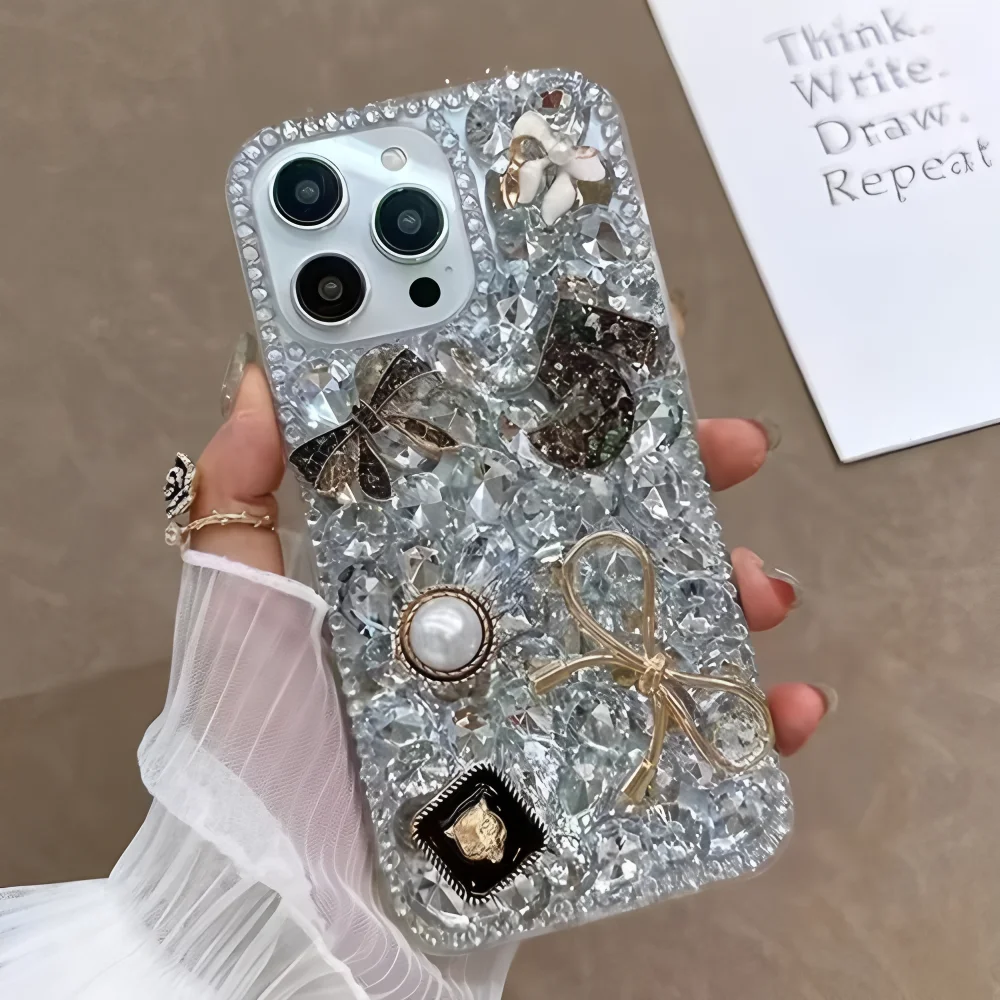 ل XiaoMi RedMi نوت 14 13 برو زائد 4G 5G غطاء فاخر ثلاثية الأبعاد خمر اكسسوارات الماس بلينغ جراب هاتف