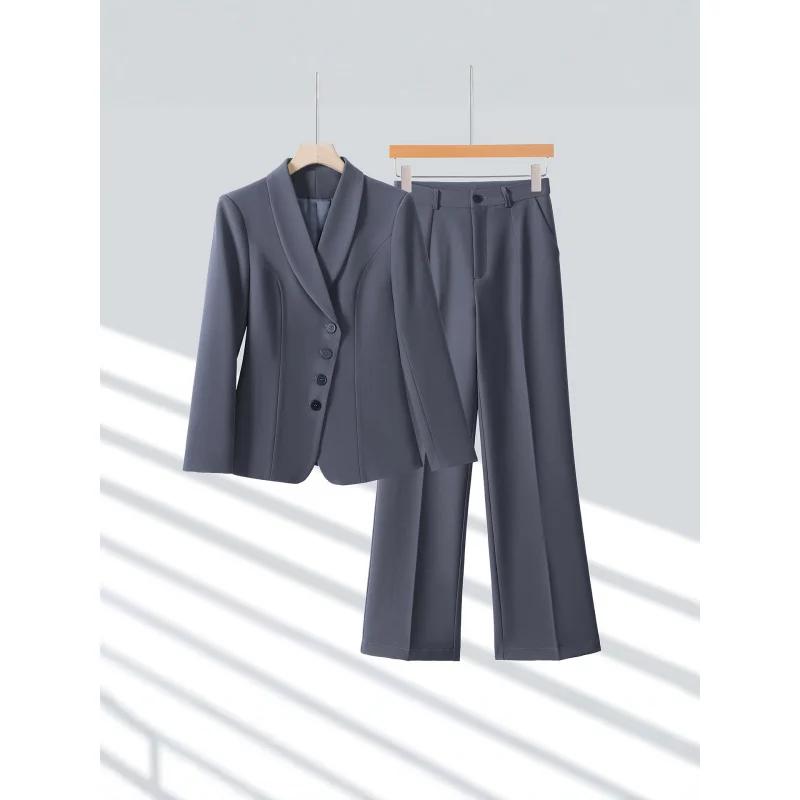 

Black professional suit for women, new spring and autumn slim-fit wide-leg pants two-piece set, light mature style workwear