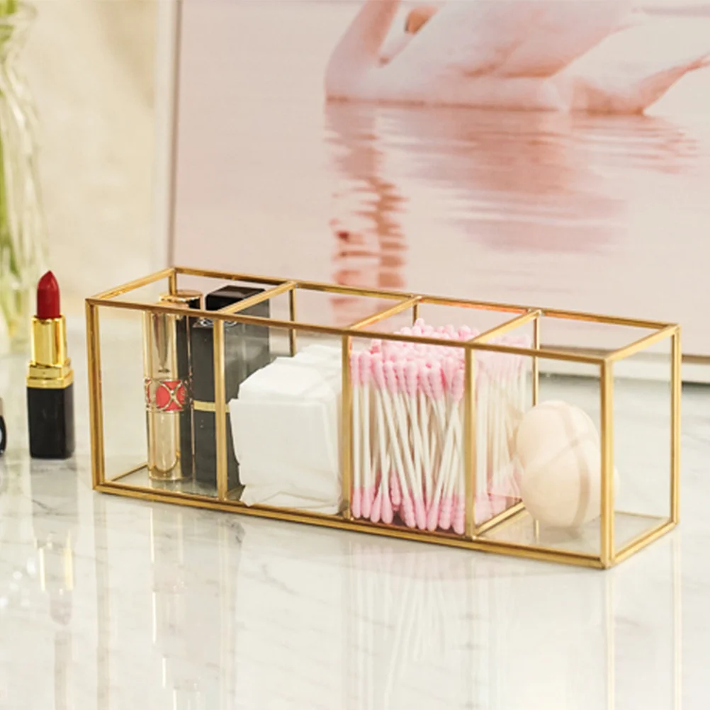 منظم مكياج زجاجي، تنظيف قوي لمنطقة الغرور، سهل التنظيم، طاولة تزيين المكتب، حامل أقلام الرصاص #6