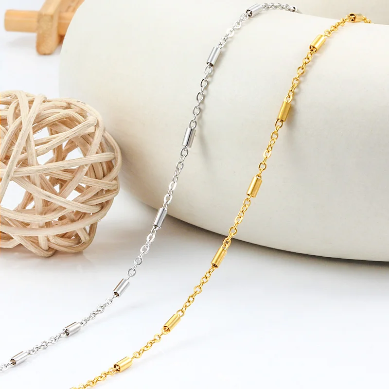 

1-метровые позолоченные трубчатые бусины из нержавеющей стали, цепочки для женщин, ожерелье, браслет, материалы для изготовления ювелирных изделий, принадлежности для рукоделия