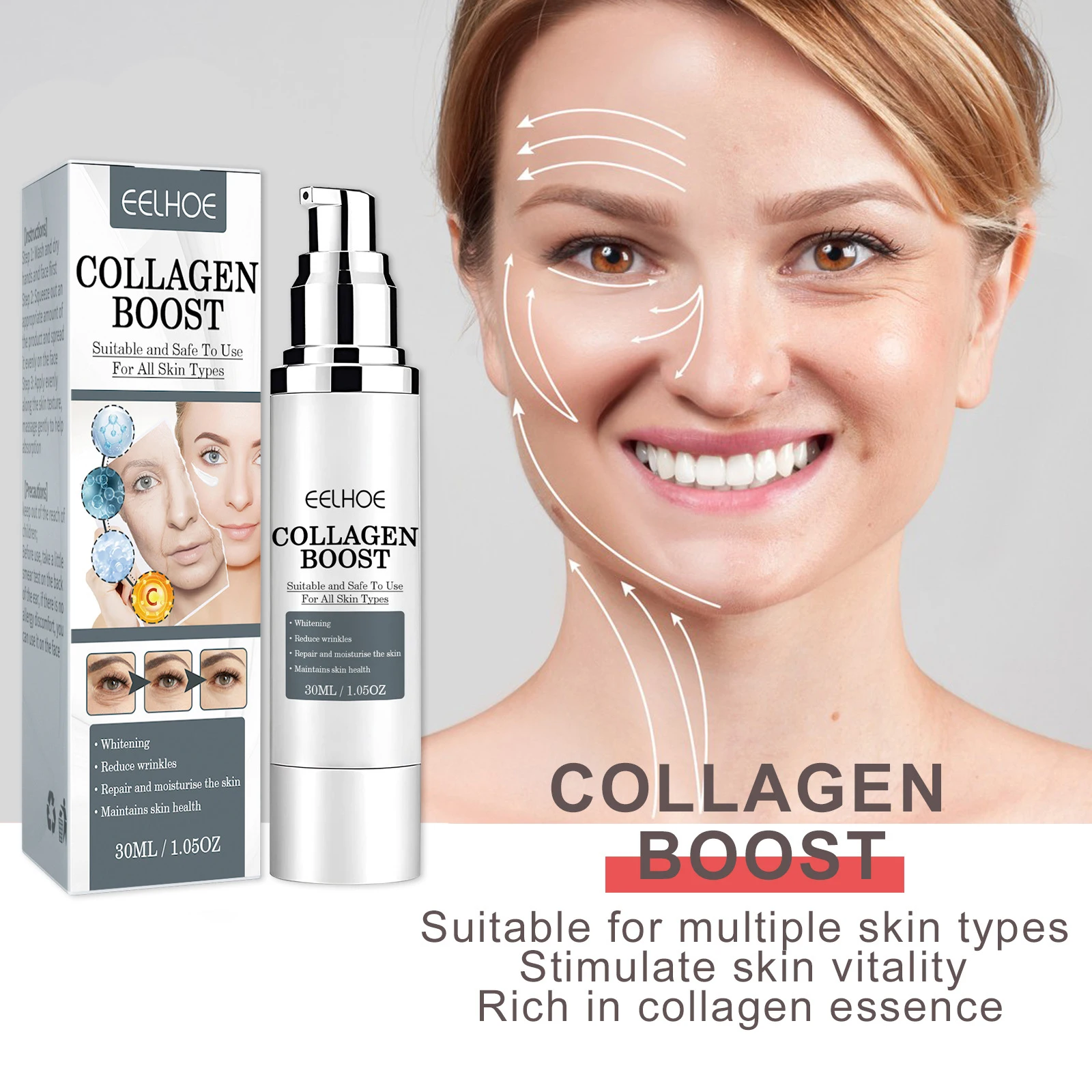 30Ml Collageen Anti-Rimpelcrème Ruwheid Verbetering Crème Voor Rimpels En Acne Bestrijden