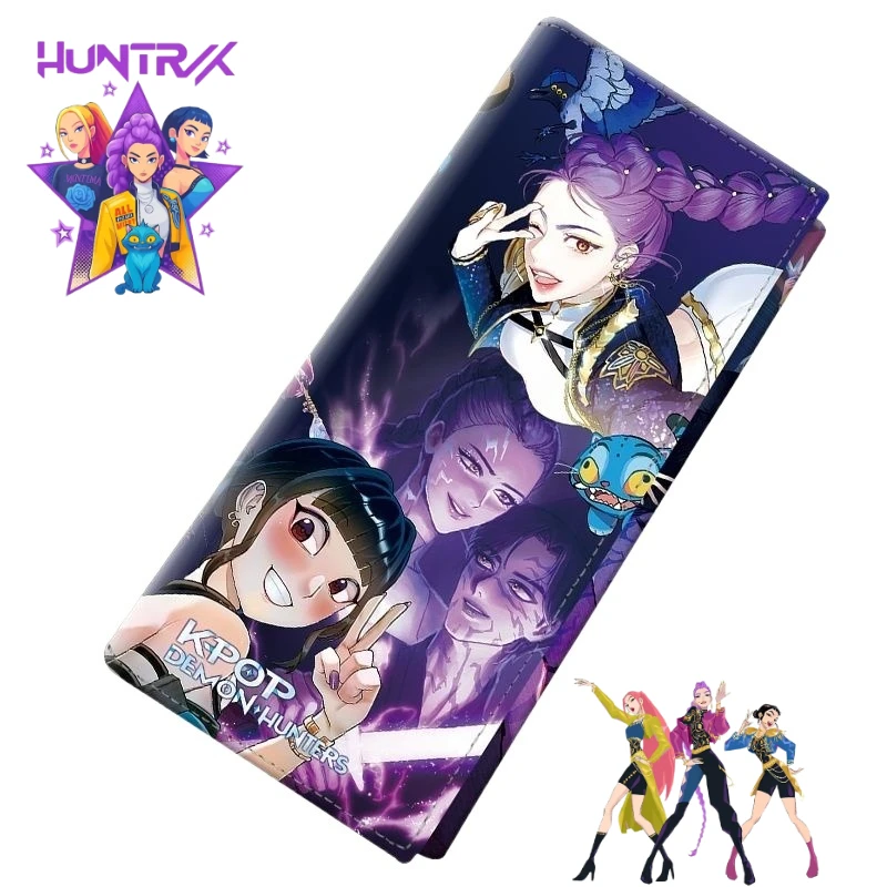 K-팝 데몬 헌터즈 애니메이션 굿즈 만화 귀여운 학생 지갑 창의적인 남녀 공용 동전 지갑 카드 홀더 지갑 선물