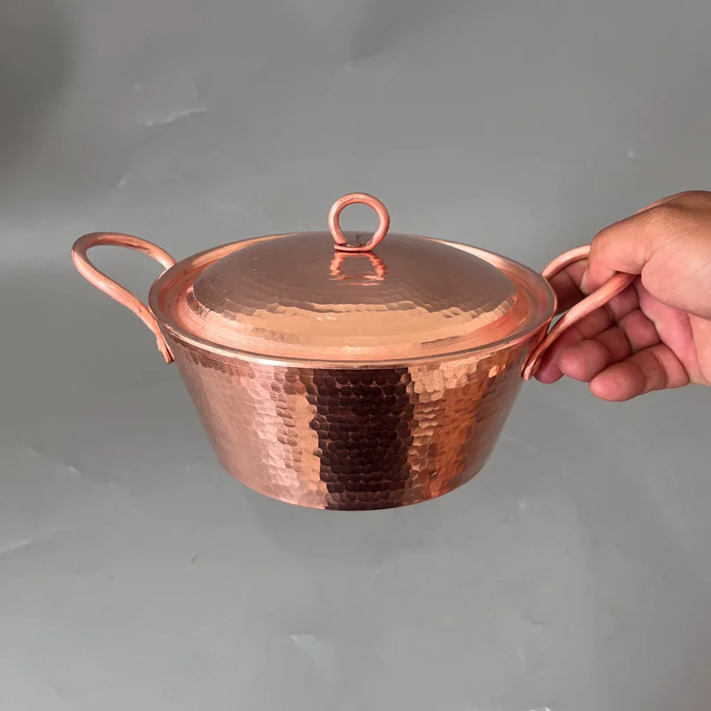 

Pure Copper Pot Handmade Retro Double Handle Copper Hot Pot Copper Deep Thick