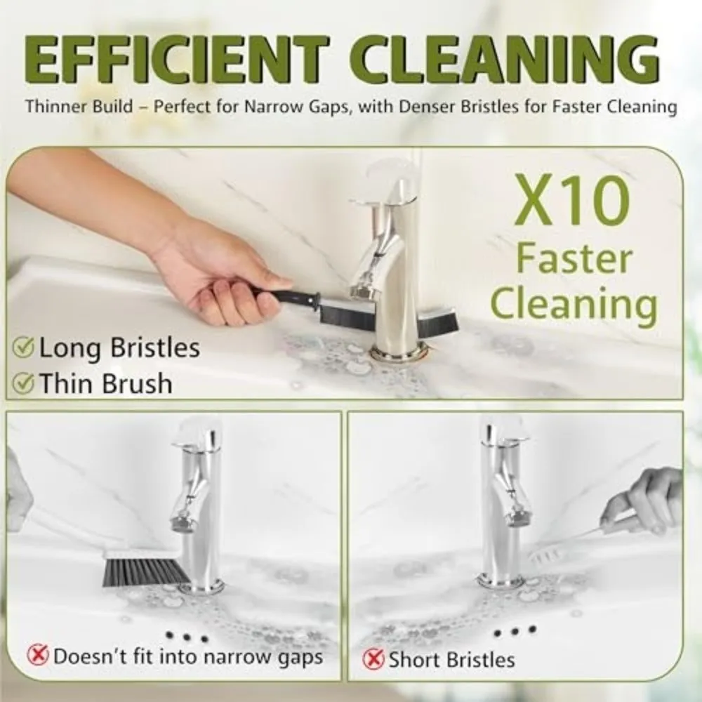 Long Handle Crevice Cleaning Brush Hard Bristle Depth Grout Scrub Brush Alloy Elbow Narrow Head Gap Cleaning Tool
