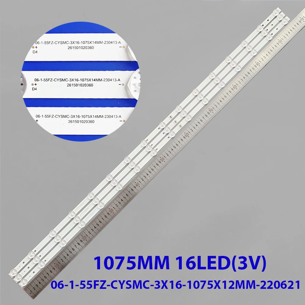 

Лента светодиодной подсветки для 55S515D Haier 55 Smart TV S3 06-1-55FZ-CYSMC-3X16-1075X12MM-220621