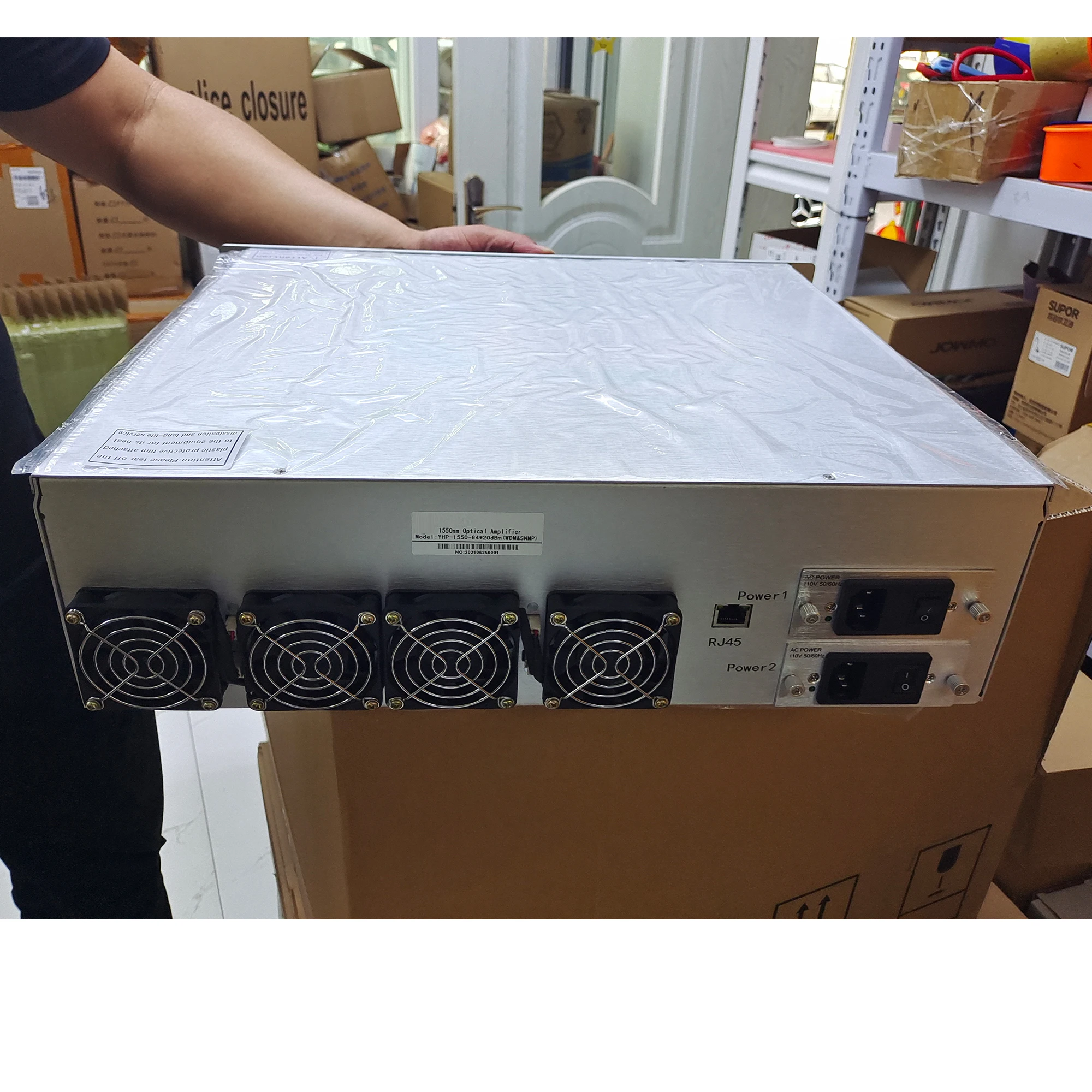 고전력 Er/Yb 도프 광섬유 증폭기, Catv + IPTV + 네트워크, 64 * 21DB + WDM, 1550nm, 3U 섀시